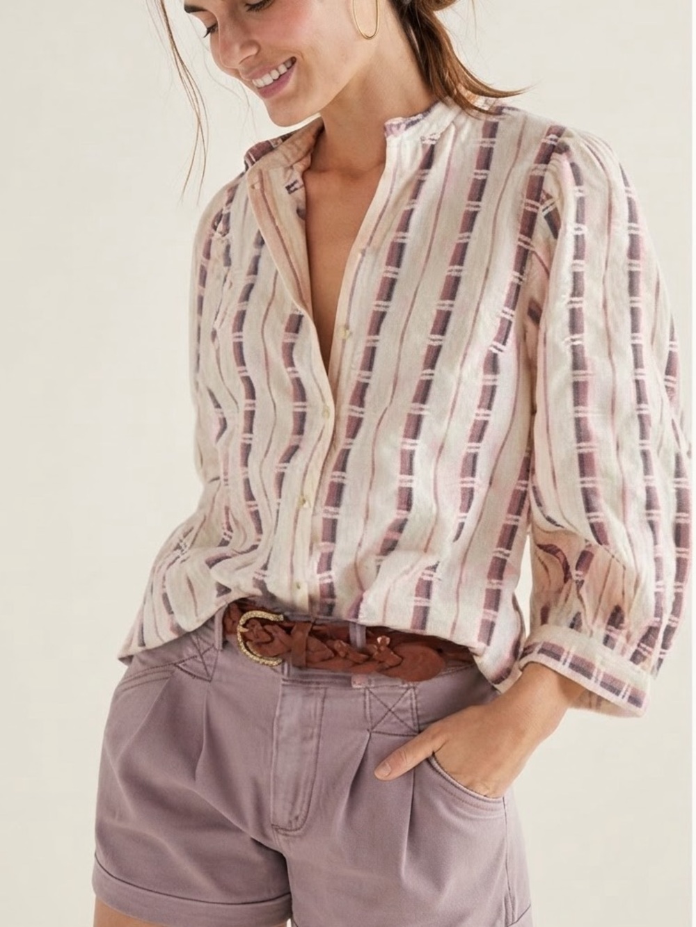 Anthropologie Pilcro Sz M The Bella Textured Boho Western Blouse